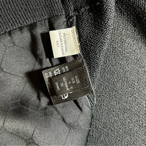 St. John Collection Black Leather Panel Zip Up Sweater - Picture 6 of 7